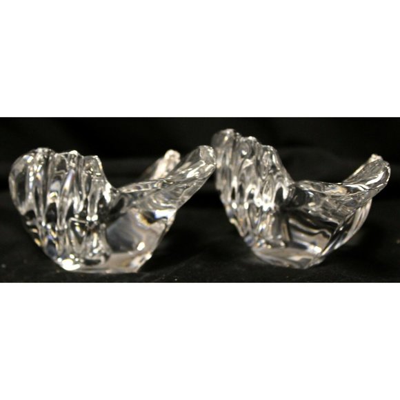 Pair of German Bleikristall Clear Dove Taper Candle Holders 24% Lead Crystal - Picture 4 of 9